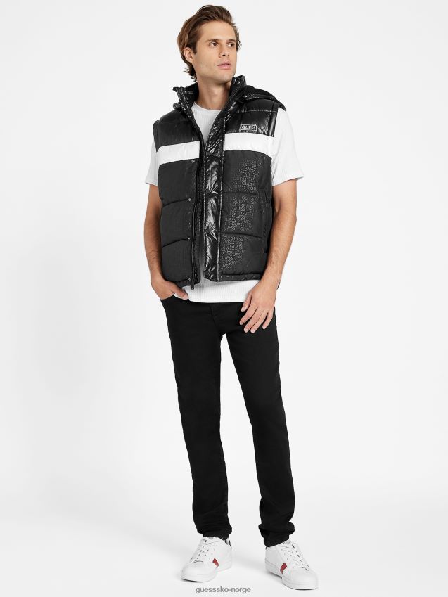 Guess eco yung color-block hette puffervest jet black multi jet black multi menn F0LJ808071