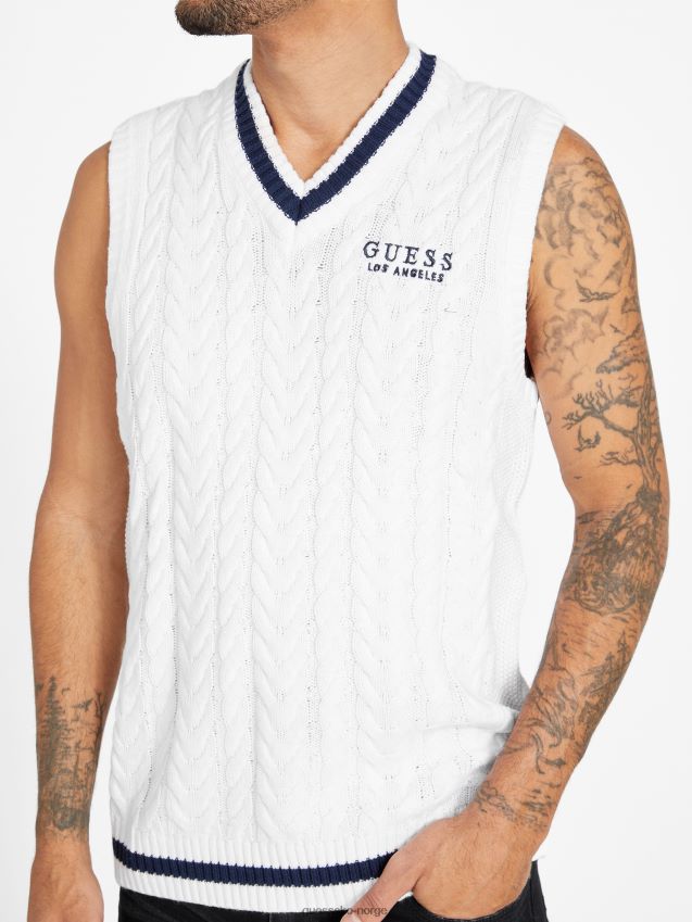 Guess jonas genser vest ren hvit Ren hvit menn F0LJ808132