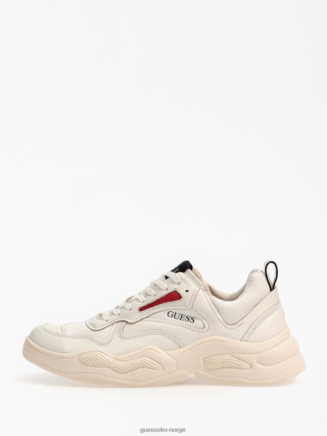 Guess Bassano løpesko i skinn hvit hvit menn F0LJ80323