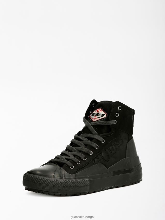 Guess ederle høy-top sneaker i ekte skinn svart svart menn F0LJ8015