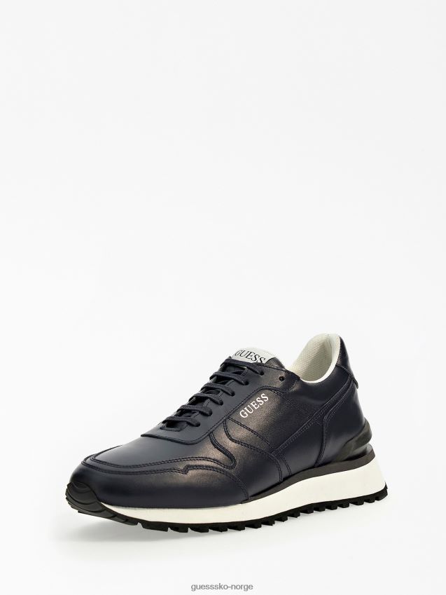 Guess ekte skinn varese joggesko blå blå menn F0LJ80496