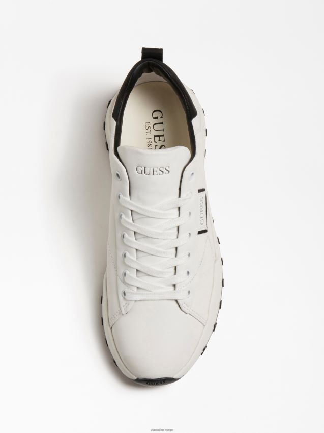 Guess hvit lucca løpesko i skinnblanding hvit menn F0LJ80573