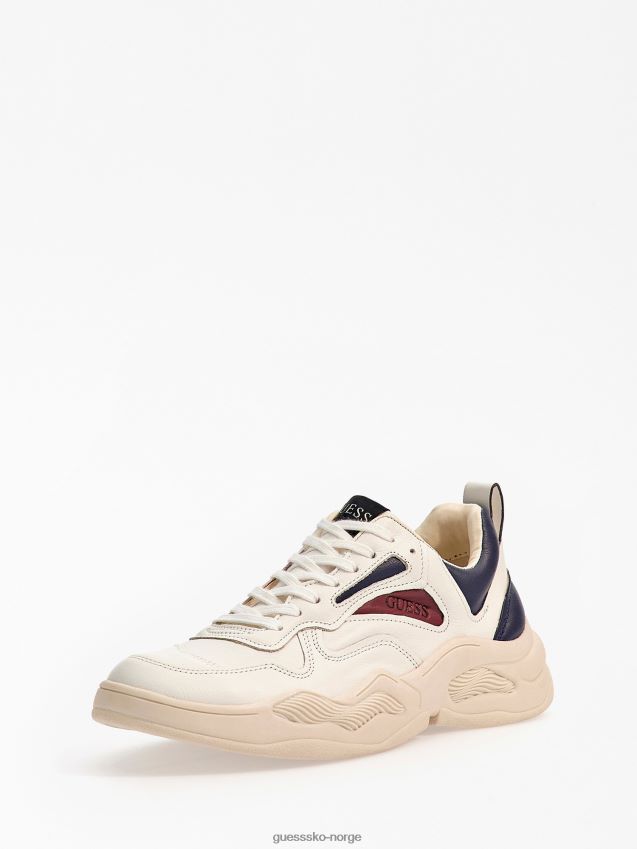 Guess hvite bassano løpesko i skinn hvit menn F0LJ80256