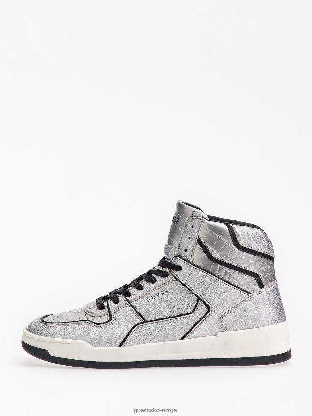 Guess sølvfoliert vicenza high-top joggesko sølv menn F0LJ80434