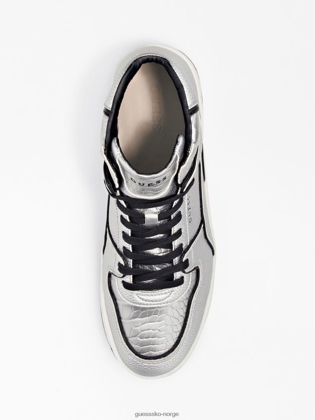 Guess sølvfoliert vicenza high-top joggesko sølv menn F0LJ80434