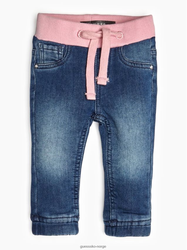 Guess blå midjeinnsats jeans med brukt look blå pike F0LJ802415