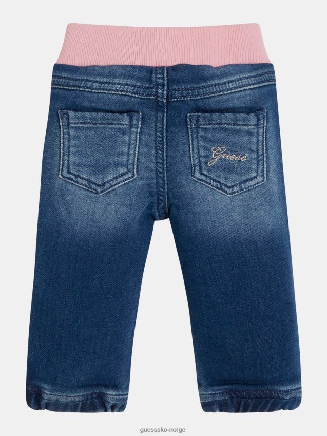 Guess blå midjeinnsats jeans med brukt look blå pike F0LJ802415