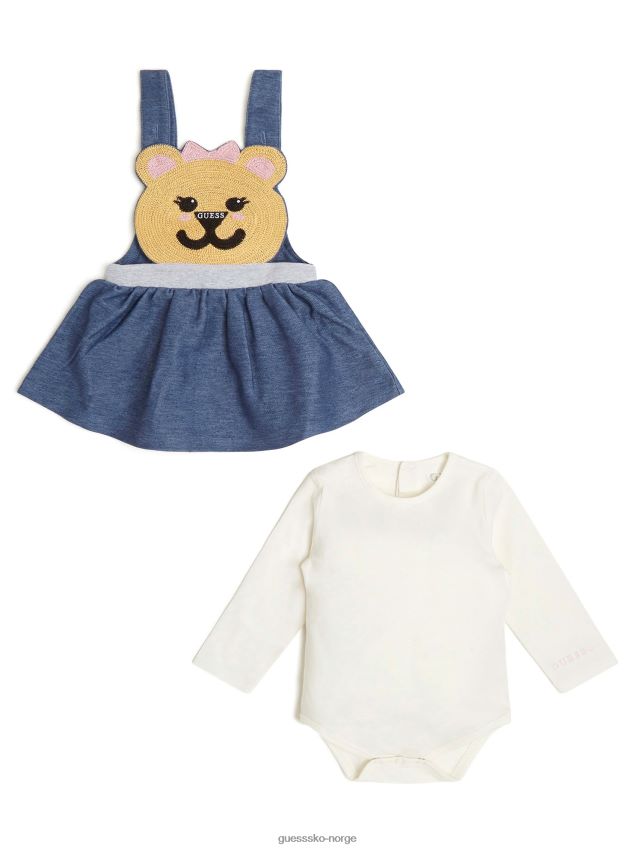 Guess salthvit body og strikket denimskjørt (0-24m) salt hvit pike F0LJ8011169