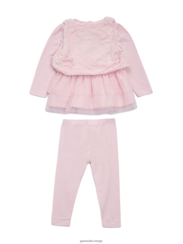 Guess ballettrosa imitert pelsvest i tyll t-skjorte og leggingssett (0-24m) ballett rosa pike F0LJ8011295