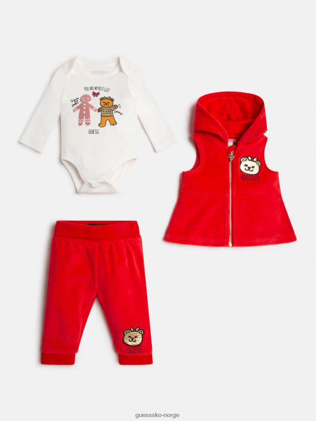 Guess chenille vest body pant sett rød rød pike F0LJ801778