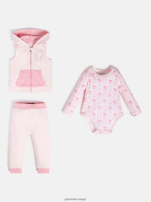 Guess foran logo vest body og bukse rosa rosa pike F0LJ802509