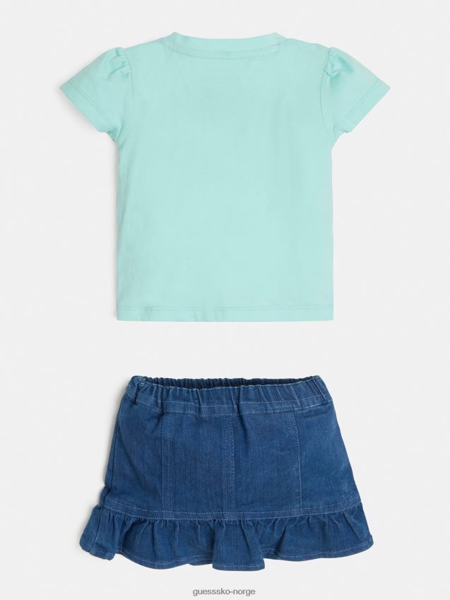 Guess grønn t-skjorte og skjørtsett grønn pike F0LJ802151