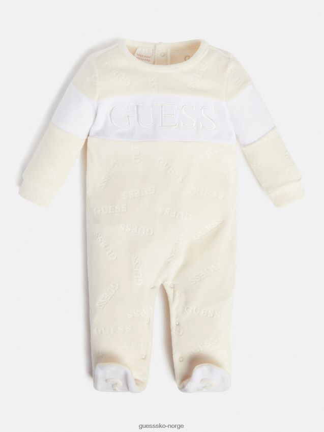 Guess hvit chenille all over logo-romper hvit pike F0LJ802095