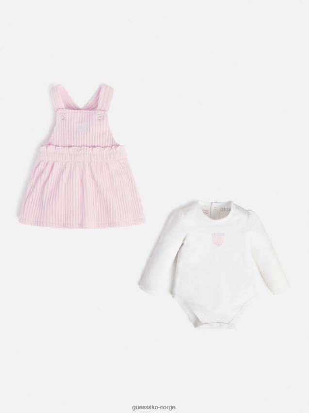 Guess hvit cordfløyelkjole og bodysett hvit pike F0LJ801804