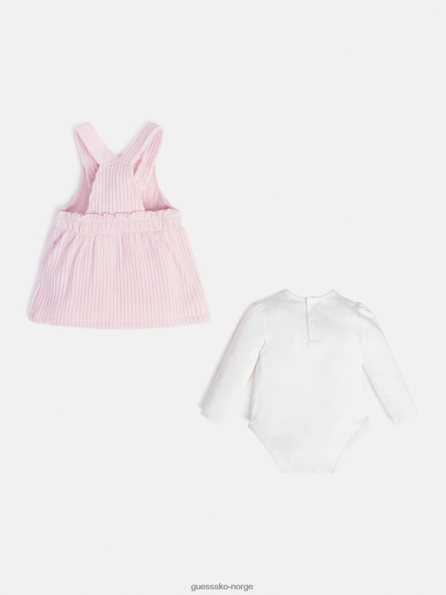 Guess hvit cordfløyelkjole og bodysett hvit pike F0LJ801804