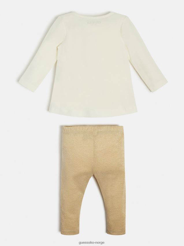 Guess hvit t-skjorte og leggings sett hvit pike F0LJ801866