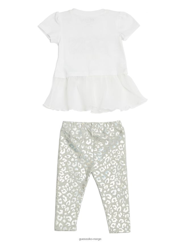 Guess iriserende leopardlogo-t-skjorte og leggingssett (3-24m) rent hvit Ren hvit pike F0LJ8011340