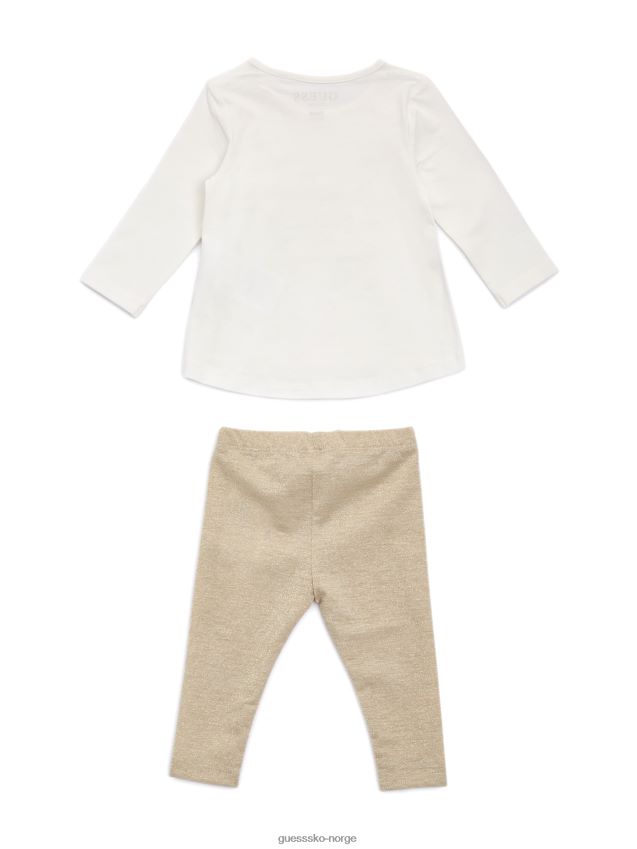 Guess metallisk t-skjorte og leggingssett (0-24m) salthvit salt hvit pike F0LJ8011237