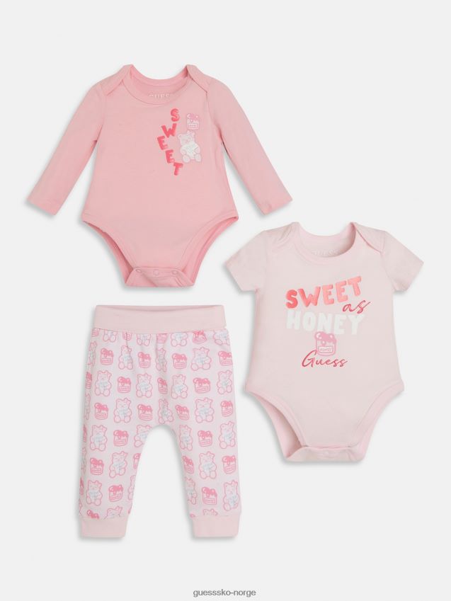 Guess pakke 2 body og bukse sett rosa rosa pike F0LJ802506