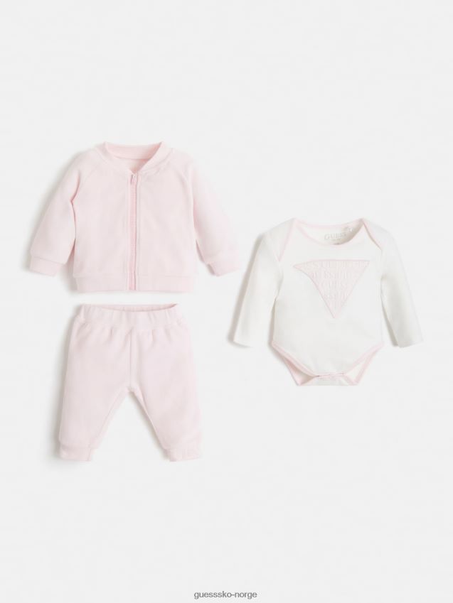 Guess rosa jakke med logo foran og bukse rosa pike F0LJ801764
