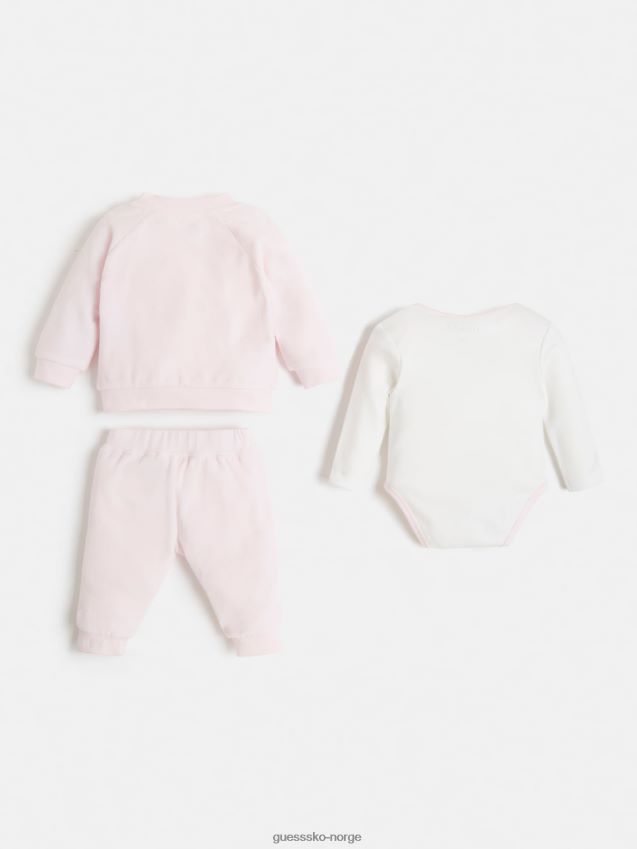 Guess rosa jakke med logo foran og bukse rosa pike F0LJ801764