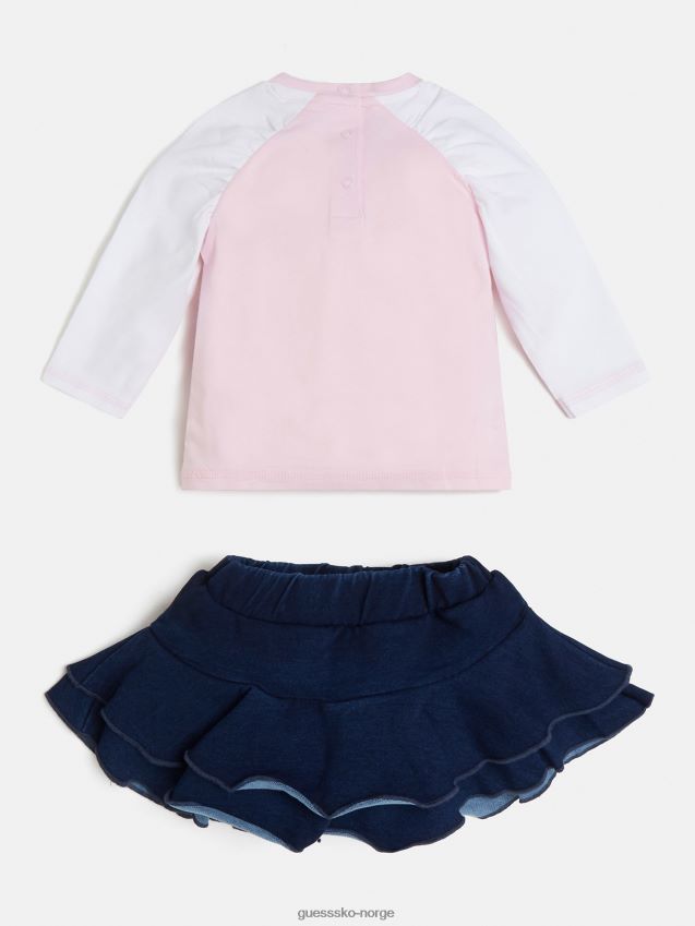 Guess rosa t-skjorte og skjørtsett rosa pike F0LJ802108