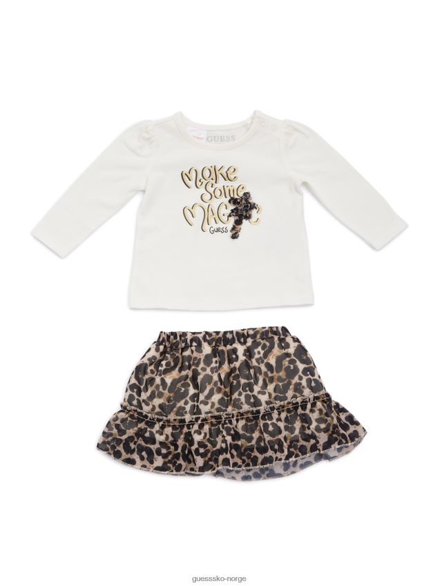 Guess salt hvit tee og chiffon skjørt sett (0-24m) salt hvit pike F0LJ8011546