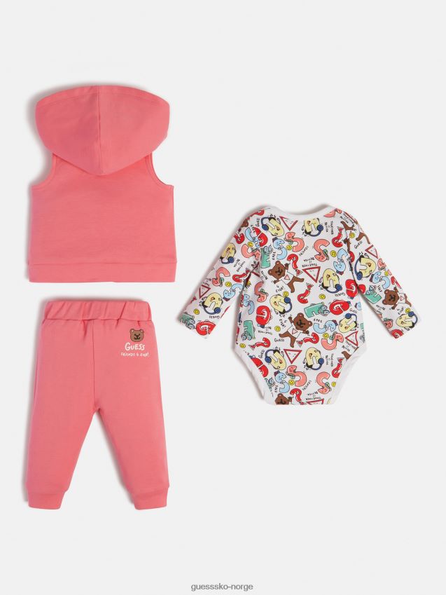Guess sweatshirt bukse og body sett rosa rosa pike F0LJ802502