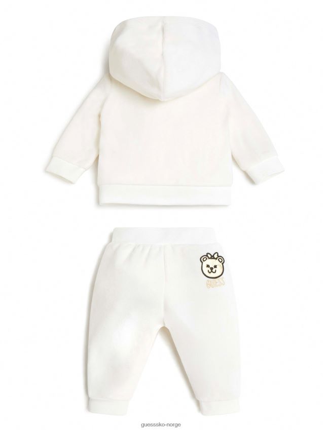 Guess velur topp og bunnsett (0-24m) salt hvit salt hvit pike F0LJ8011308