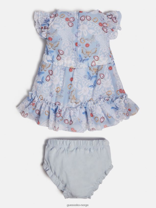 Guess all over print kjole og truser sett lyseblå lyse blå pike F0LJ802475