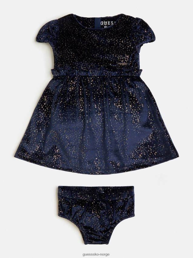 Guess blå velour kjole og truse sett blå pike F0LJ801808