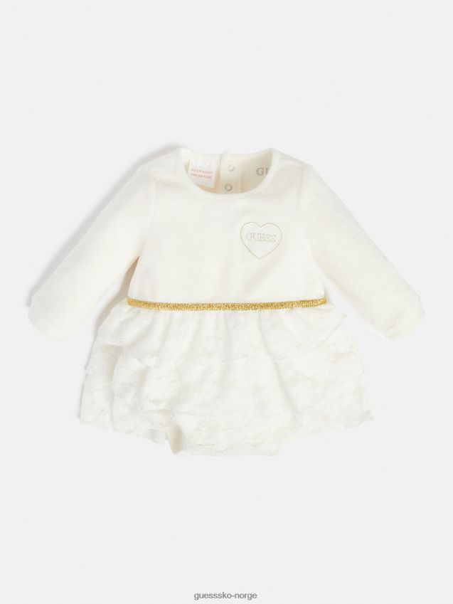 Guess chenillekjole med hvit body hvit pike F0LJ801737