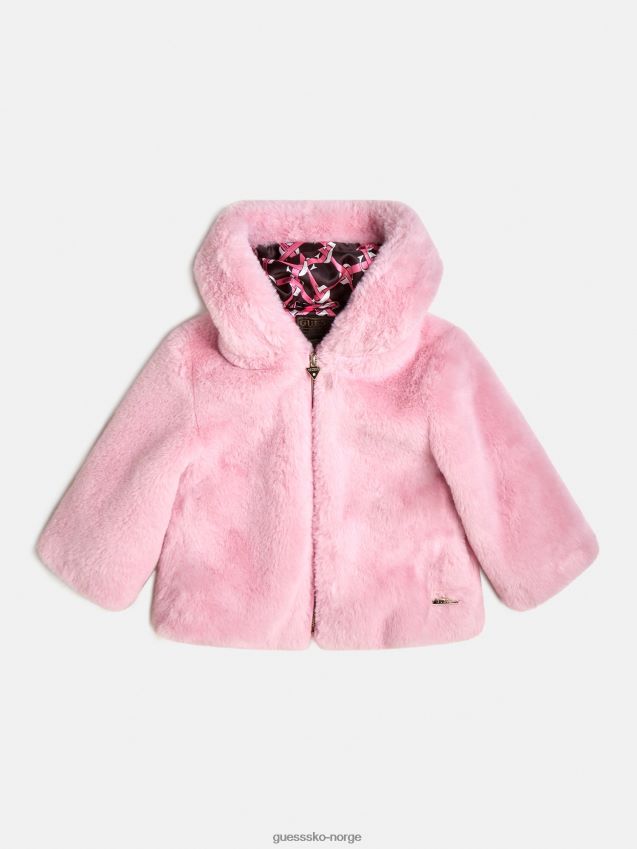 Guess hette jakke i fuskepels rosa rosa pike F0LJ801987