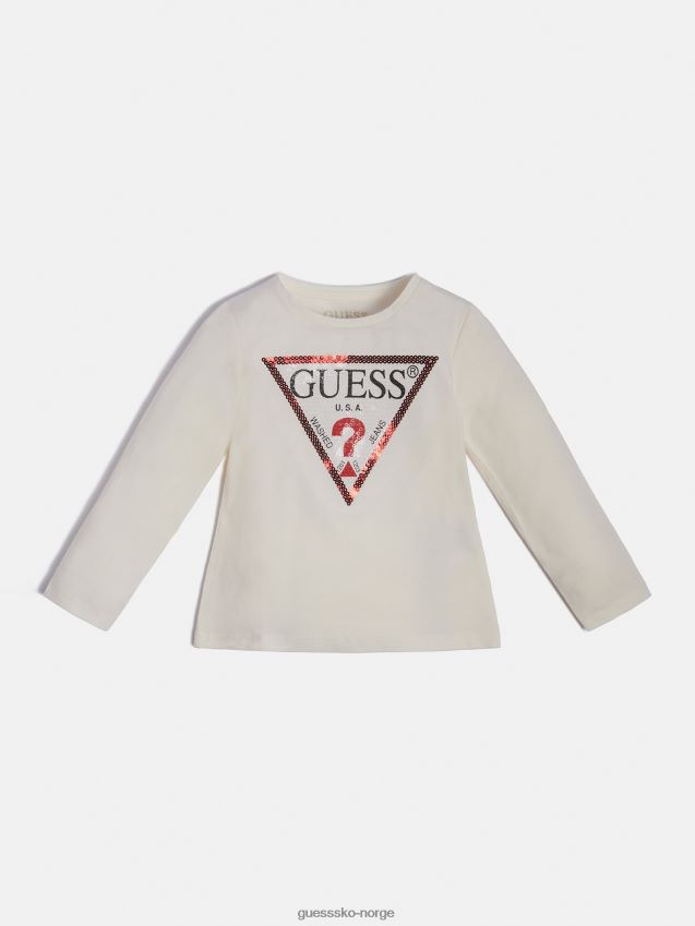 Guess hvit trekant logo t-skjorte hvit pike F0LJ802379