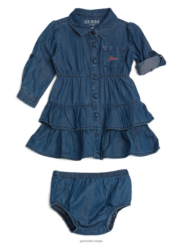 Guess skylleblå nattvask denimkjole (3-24m) skyll blå nattvask pike F0LJ8011170