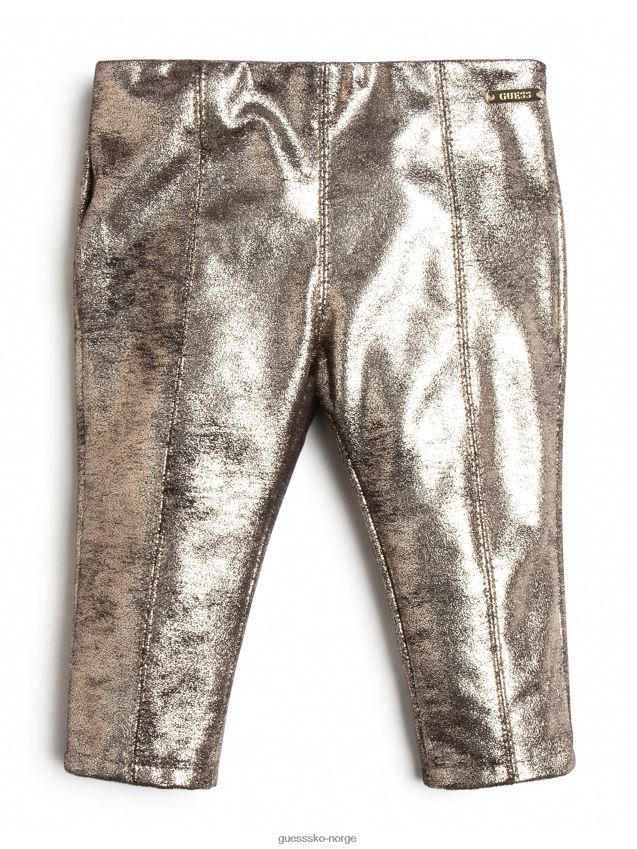 Guess belagte leggings i imitert semsket skinn (3m-7) laminert gull på svart laminert gull på sort pike F0LJ8011557