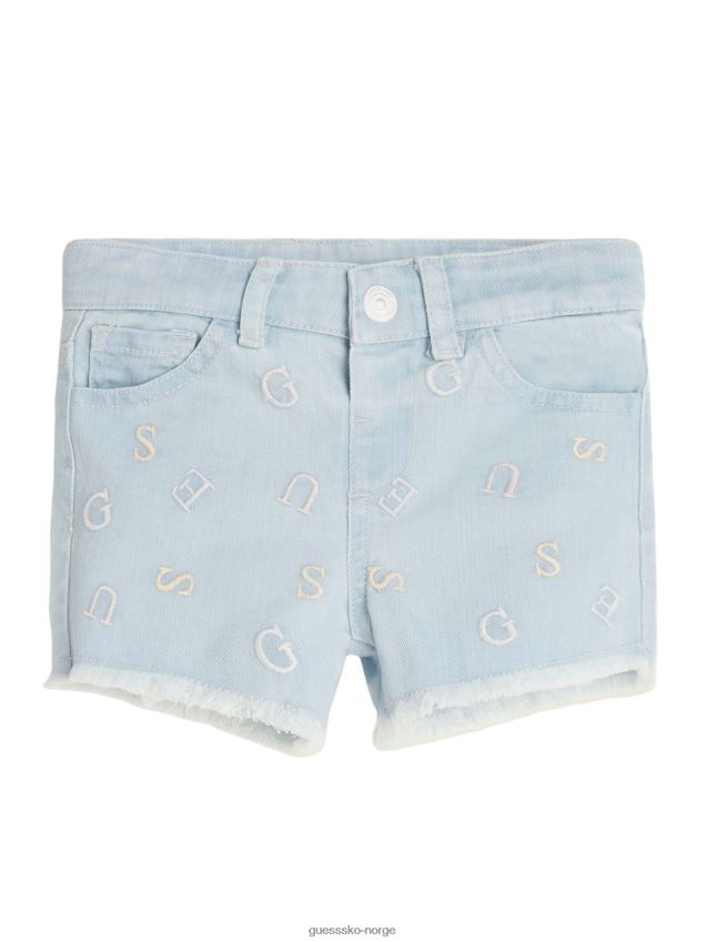 Guess brodert logo bokstav denim shorts (2-7) hjerte og bokstaver vask hjerte&bokstavvask pike F0LJ8011373