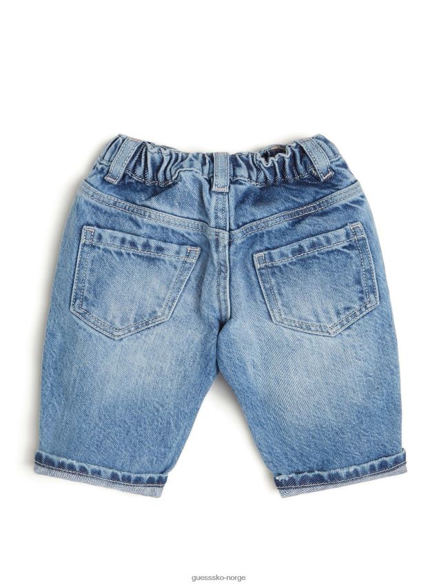 Guess lappete blå vask denim lappede bukser (2-7) flekkblå vask pike F0LJ8011473
