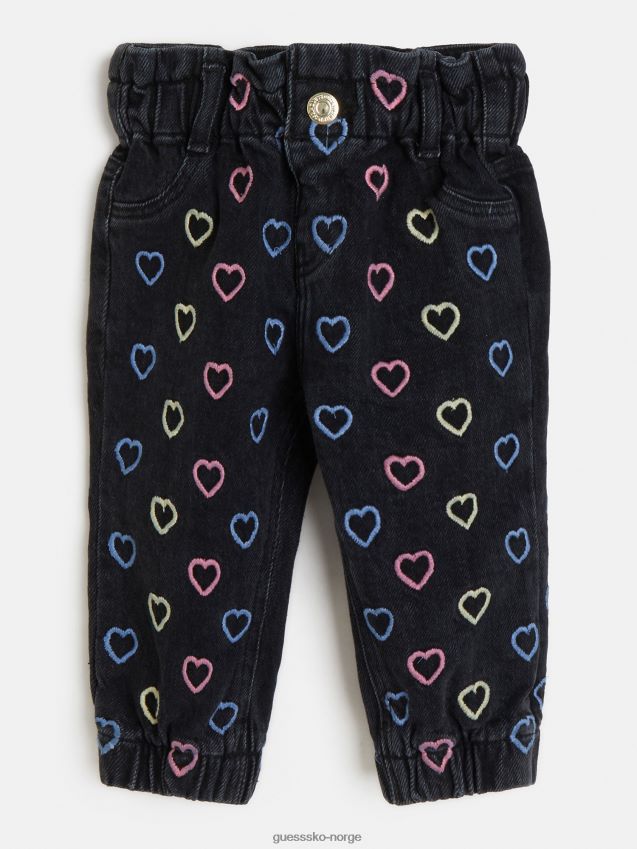 Guess svart hjertebroderi denimbukse svart pike F0LJ801872
