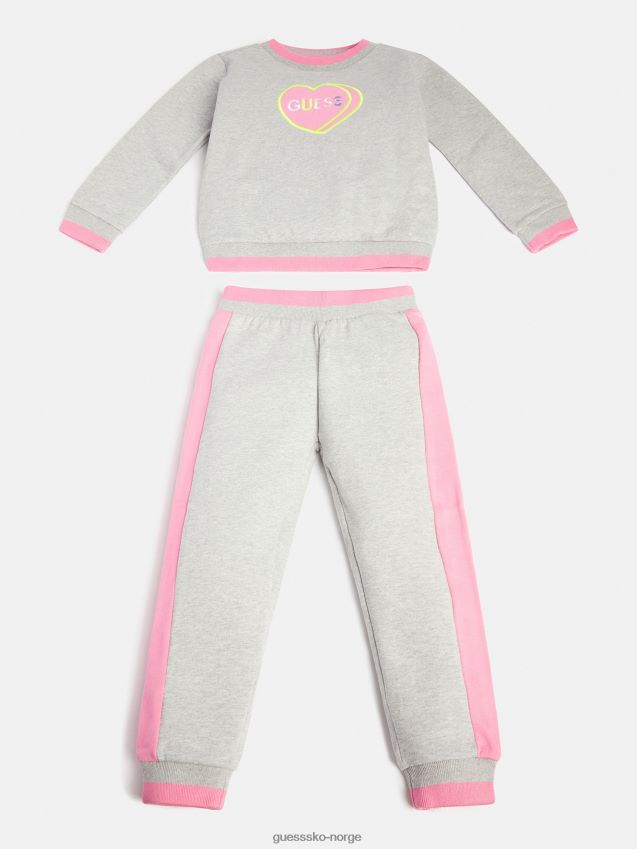 Guess aktiv sweatshirt og buksesett grå multi ny trend grå multi pike F0LJ801944