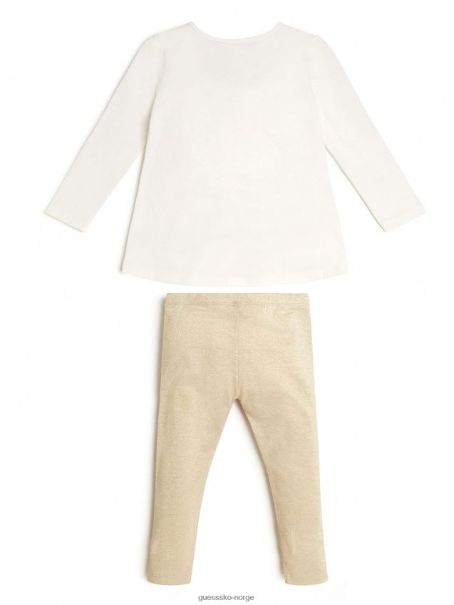 Guess metallisk tee og leggings sett (2-7) salt hvit salt hvit pike F0LJ8011193