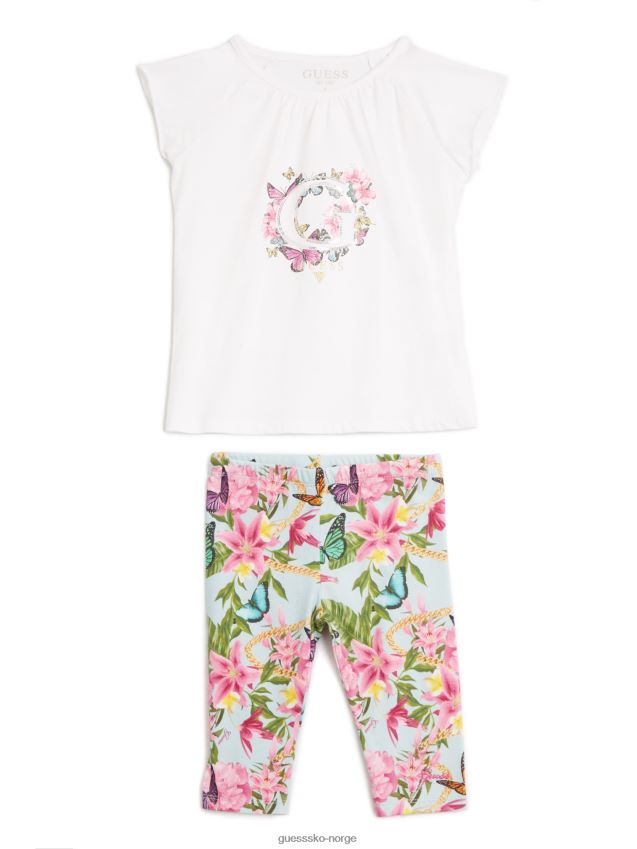 Guess sommerfugl t-skjorte og leggings sett (2-7) ren hvit Ren hvit pike F0LJ8011426