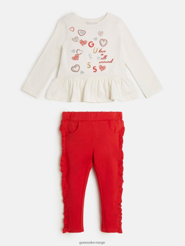 Guess t-skjorte og buksesett hvit hvit pike F0LJ802216