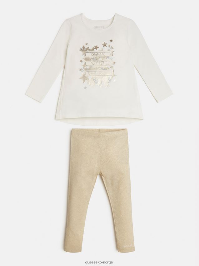 Guess t-skjorte og leggings sett hvit hvit pike F0LJ801735