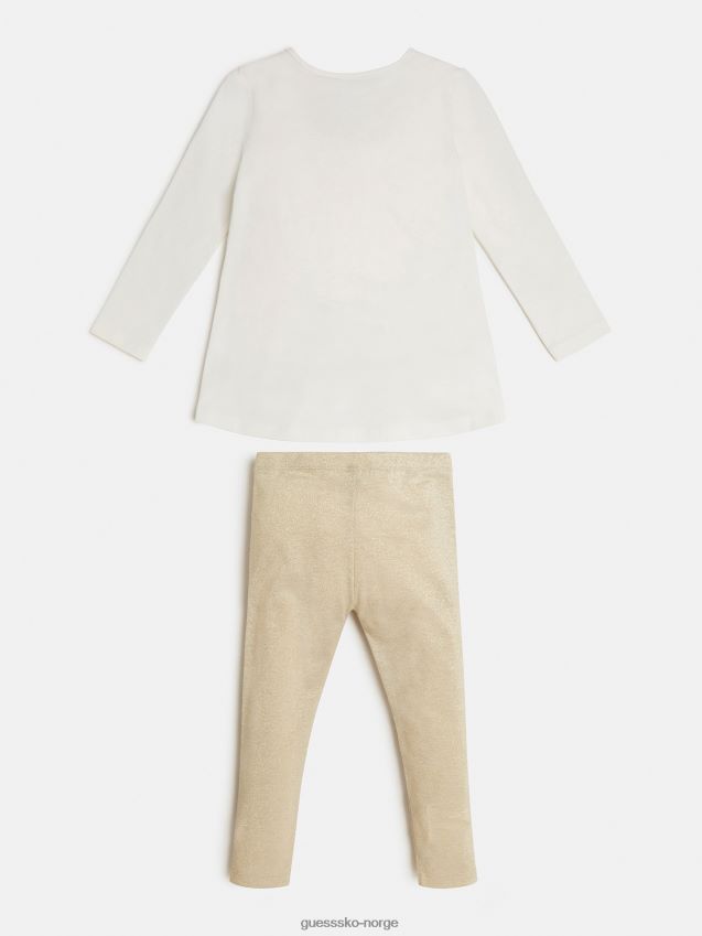 Guess t-skjorte og leggings sett hvit hvit pike F0LJ801735