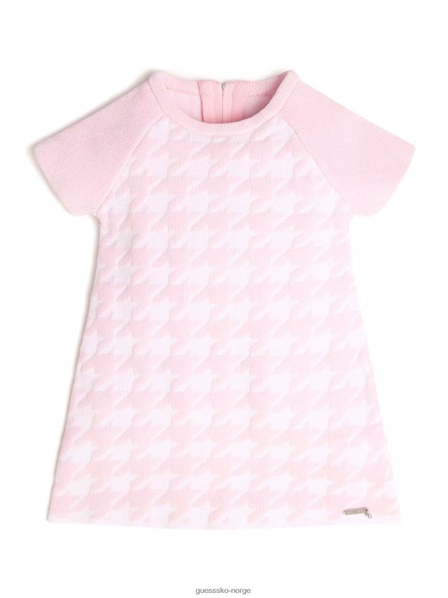 Guess Hundstooth genserkjole (2-7) rosa og hvit pied de po rosa og hvit pied de po pike F0LJ8011461
