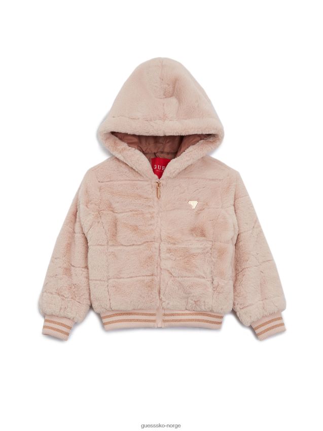 Guess bay hettejakke i fuskepels (2-6) rosa rose pike F0LJ808984