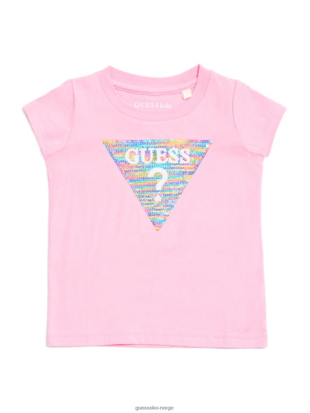 Guess beatrix paljett-t-skjorte (2-6) rosa rosa pike F0LJ809046