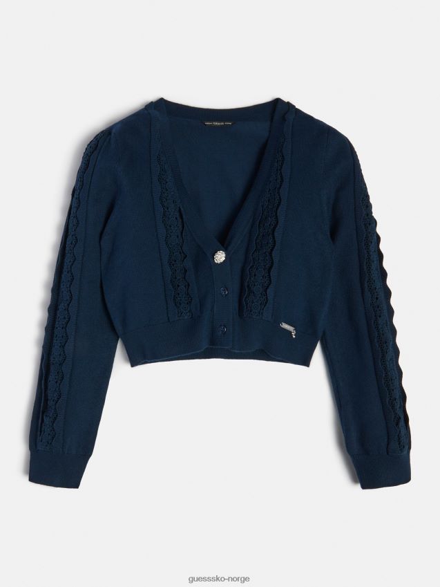 Guess blå blondeinnsats cardigan blå pike F0LJ802245