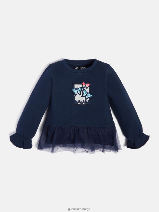 Guess blå volanger sweatshirt blå pike F0LJ802006